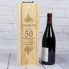Caisse à vin anniversaire personnalisée