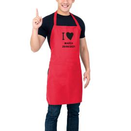 Tablier de cuisine bio brodé 'I Love'