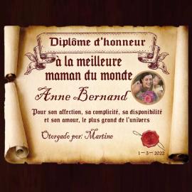Diplôme parchemin personnalisé pour les mamans 