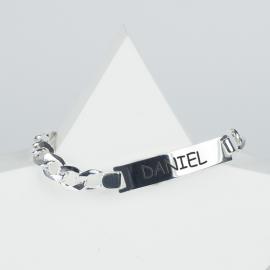 Gourmette pour homme en argent gravée