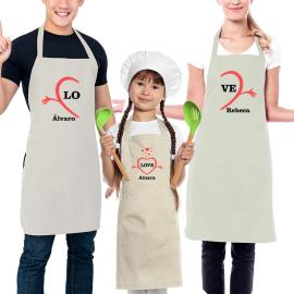 Ensemble de tabliers BIO brodés pour la famille Ensemble de tabliers BIO brodés pour la famille