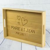 Plateau en bambou personnalisé pour couple
