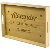 Plateau en bois gravé 'Le meilleur enseignant du Monde'