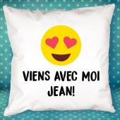 Coussin personnalisé emoticône amoureux