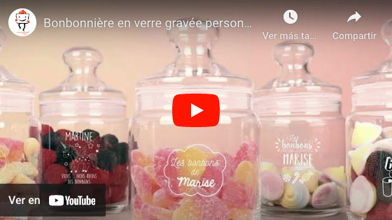 Vidéo Pot de bonbons en verre personnalisé