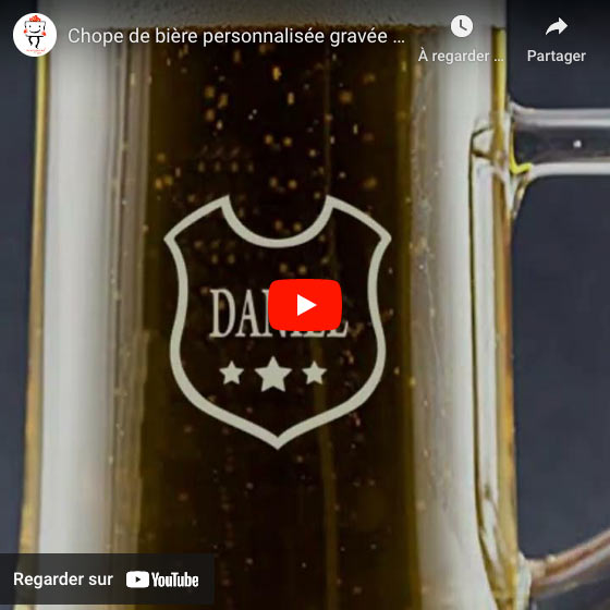 Vidéo Chope de bière personnalisée gravée avec un nom