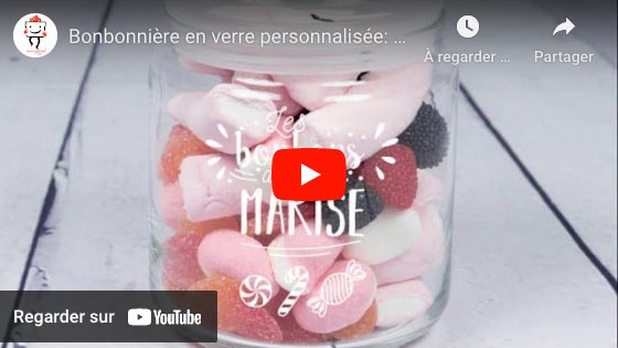 Vidéo Bonbonnière en verre personnalisée