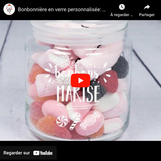 Vidéo Bonbonnière en verre personnalisée