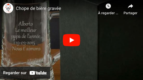 Vidéo Chope de bière gravée