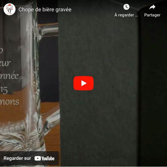 Vidéo Chope de bière gravée