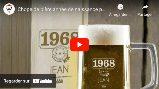 Vidéo Chope de bière année de naissance personnalisée avec son coffret en bois