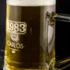 Art de la table personnalis&eacute;: Chope de bi&egrave;re ann&eacute;e de naissance personnalis&eacute;e avec son coffret en bois