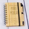 Cadeaux avec le nom: Bloc-notes personnalis&eacute; en bambou et stylo assorti