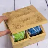 Cadeaux avec le nom: Bo&icirc;te &agrave; th&eacute; en bambou personnalis&eacute;e