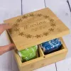 Cadeaux avec le nom: Bo&icirc;te &agrave; th&eacute; personnalis&eacute;e en bois de Bambou