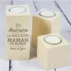 Bougies personnalis&eacute;es: Bougeoir en bois personnalis&eacute; pour mamans