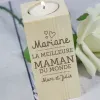 Bougies personnalis&eacute;es: Bougeoir en bois personnalis&eacute; pour mamans