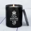 Cadeaux avec le nom: Bougie personnalis&eacute;e 'Keep calm' avec cloche en verre