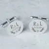 Cadeaux avec le nom: Boutons de manchette en argent grav&eacute; pour le mari&eacute;