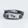 Bracelet grav&eacute; en acier et cuir : Bracelet grav&eacute; en acier et cuir 