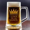 Art de la table personnalis&eacute;: Chope de bi&egrave;re 'Le Roi de la maison'