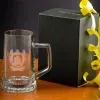 Art de la table personnalis&eacute;: Chope de bi&egrave;re personnalis&eacute;e avec logo et texte grav&eacute;s