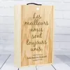 Cadeaux avec le nom: Coffret en bois de bouteilles de vin avec texte grav&eacute;