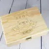 Cadeaux avec le nom: Coffret en bois personnalis&eacute; avec dessin d'un ours en peluche