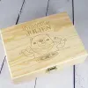 Cadeaux avec le nom: Coffret en bois personnalis&eacute; avec dessin d'un ours en peluche