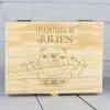 Cadeaux avec le nom: Coffret en bois personnalis&eacute; avec dessin d'un ours en peluche