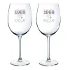 Art de la table personnalis&eacute;: Verres &agrave; vin grav&eacute;s avec l'ann&eacute;e de naissance