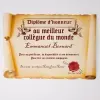 D&eacute;coration: Dipl&ocirc;me en parchemin au meilleur coll&egrave;gue