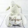 Cadeaux brod&eacute;s: Couverture pour b&eacute;b&eacute; brod&eacute;e avec son animal en peluche
