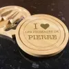 Cadeaux avec le nom: Plateau de fromages personnalis&eacute; 'I love...'
