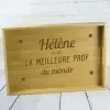 Bois personnalis&eacute;: Plateau en bois grav&eacute; 'Le meilleur enseignant du Monde'