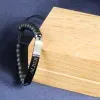 Bijoux personnalis&eacute;s: Bracelet boules et plaque noire grav&eacute;e