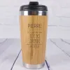 Cadeaux avec le nom: Thermos en bambou grav&eacute; pour le p&egrave;re
