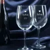Art de la table personnalis&eacute;: Verres &agrave; vin grav&eacute;s avec coeur