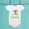 Cadeaux avec le nom: Body b&eacute;b&eacute; personnalis&eacute; 'alphabet animal'