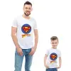 Cadeaux avec le nom: Pack de t-shirts personnalis&eacute;s Super Papa et Super Enfant