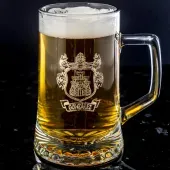 Chope de bière personnalisée avec logo et texte gravés