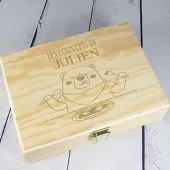 Coffret en bois personnalisé avec dessin d'un ours en peluche