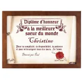 Diplôme en parchemin à la meilleure soeur du monde