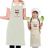 Ensemble de tabliers BIO brodés pour mère et enfant