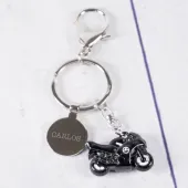 Porte-clés gravé 'moto'