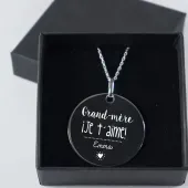 Pendentif en Argent 'Grand-mère, Je t'aime!' gravé