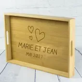 Plateau en bambou personnalisé pour couple