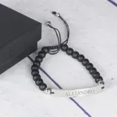 Bracelet boules et plaque gravée