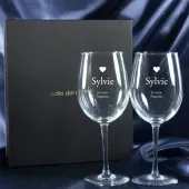 Verres à vin gravés avec coeur
