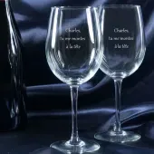 Verres à vin personnalisés gravés avec message